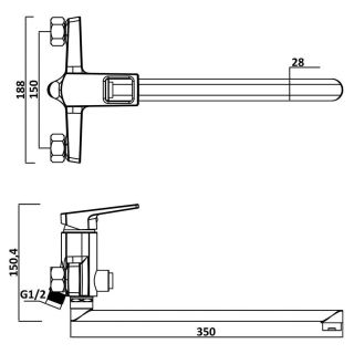 Смеситель для ванны Swedbe Kronos 2050 хром